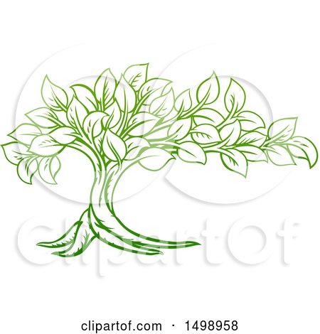 Clipart of a Gradient Green Tree with Leaves - Royalty Free Vector Illustration by AtStockIllustration