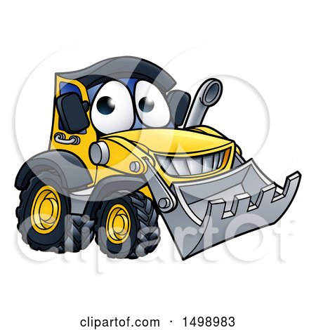 Clipart of a Bulldozer Digger Mascot Character - Royalty Free Vector Illustration by AtStockIllustration