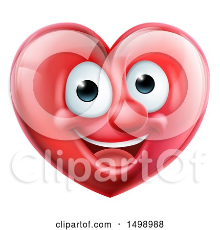 Clipart of a Happy Red Love Heart Mascot - Royalty Free Vector Illustration by AtStockIllustration