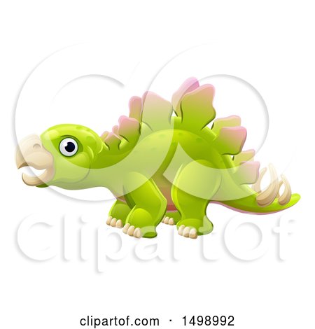 Clipart of a Green Stegosaur Dinosaur - Royalty Free Vector Illustration by AtStockIllustration