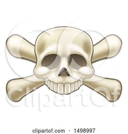 Clipart of a Skull Missing a Lower Jaw and Crossbones - Royalty Free Vector Illustration by AtStockIllustration