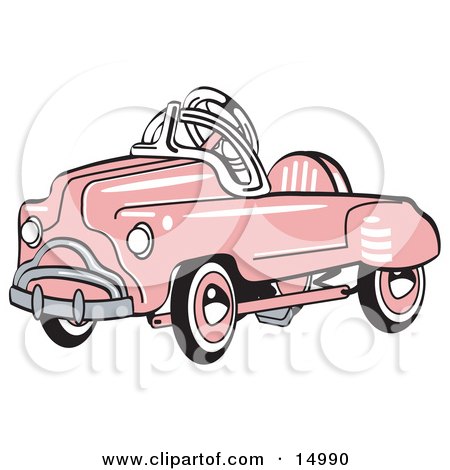 Pink Metal Pedal Convertible Toy Car Clipart Illustration by Andy Nortnik
