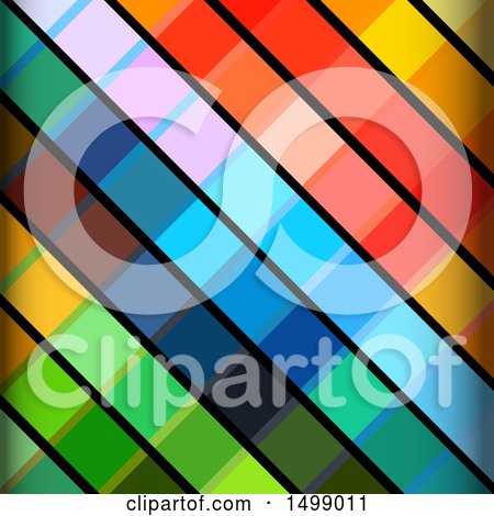 Clipart of a Background of Diagonal Multi Colored Stripes - Royalty Free Vector Illustration by elaineitalia
