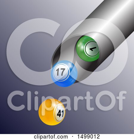 Clipart of a 3d Tube with Bingo or Lottery Balls Pouring out - Royalty Free Vector Illustration by elaineitalia