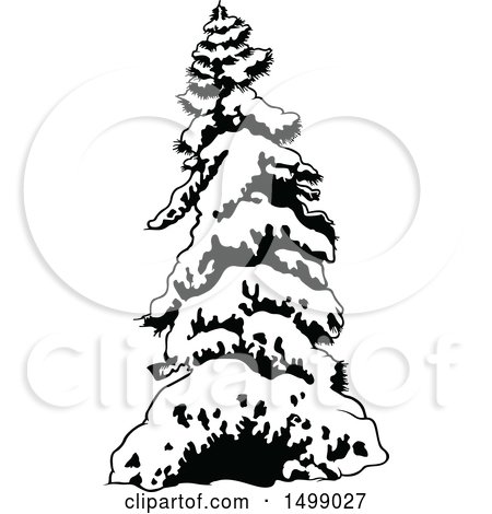 Clipart of a Snow Flocked Evergreen Tree - Royalty Free Vector Illustration by dero