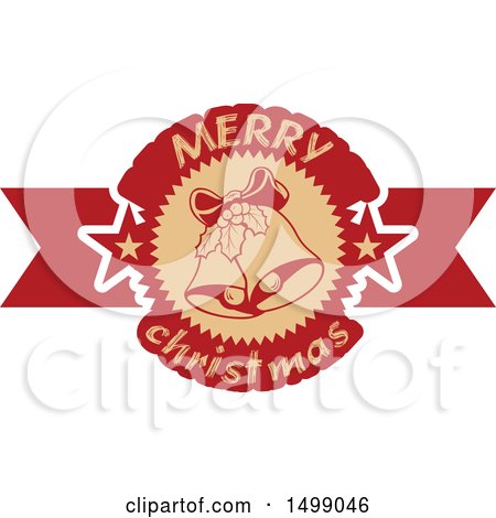 Clipart of a Merry Christmas Greeting Design with Bells - Royalty Free Vector Illustration by dero