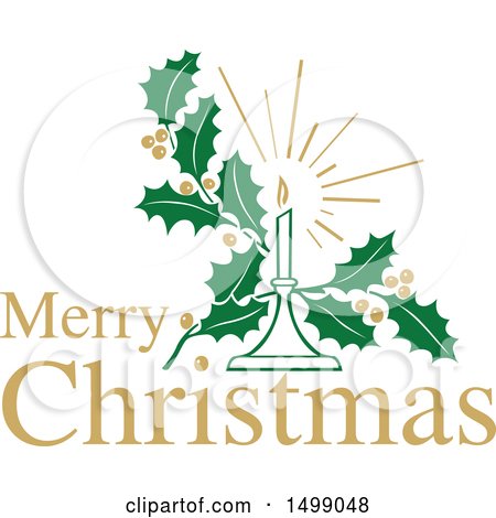 Clipart of a Christmas Greeting Design with a Candle - Royalty Free Vector Illustration by dero