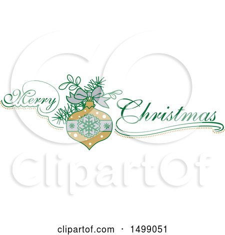 Clipart of a Christmas Greeting Design with a Bauble - Royalty Free Vector Illustration by dero