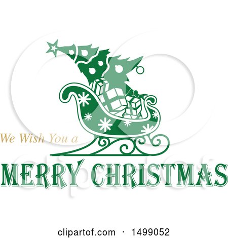 Clipart of a Christmas Greeting Design with a Sleigh - Royalty Free Vector Illustration by dero