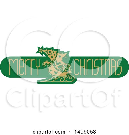 Clipart of a Merry Christmas Greeting Design with a Sleigh - Royalty Free Vector Illustration by dero