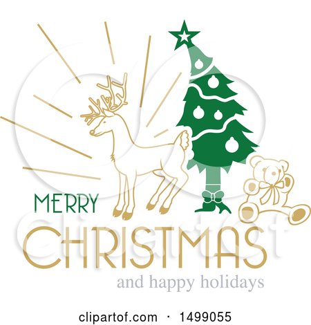 Clipart of a Christmas Greeting Design with a Tree - Royalty Free Vector Illustration by dero