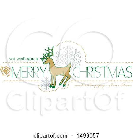 Clipart of a Christmas Greeting Design with a Reindeer - Royalty Free Vector Illustration by dero