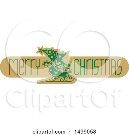 Clipart of a Merry Christmas Greeting Design with a Sleigh - Royalty Free Vector Illustration by dero