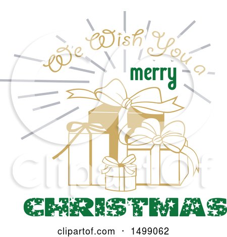 Clipart of a Christmas Greeting Design with Gifts - Royalty Free Vector Illustration by dero