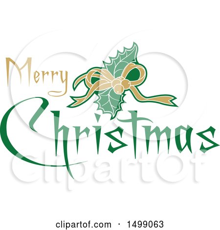 Clipart of a Christmas Greeting Design with Holly - Royalty Free Vector Illustration by dero