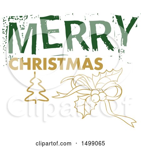Clipart of a Christmas Greeting Design with Holly - Royalty Free Vector Illustration by dero
