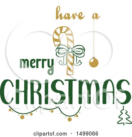 Clipart of a Christmas Greeting Design with a Candy Cane - Royalty Free Vector Illustration by dero