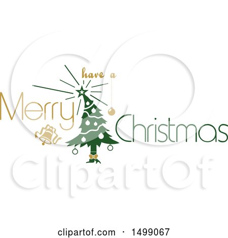 Clipart of a Christmas Greeting Design with a Tree - Royalty Free Vector Illustration by dero