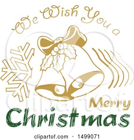 Clipart of a Christmas Greeting Design with Bells - Royalty Free Vector Illustration by dero