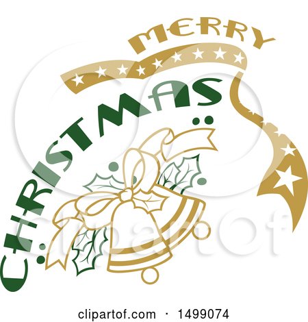 Clipart of a Christmas Greeting Design with Bells - Royalty Free Vector Illustration by dero