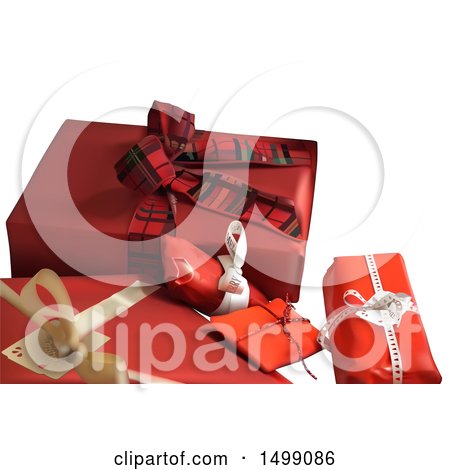 Clipart of 3d Red Christmas Gifts - Royalty Free Vector Illustration by dero