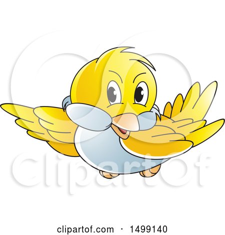 Clipart of a Flying Yellow Bird - Royalty Free Vector Illustration by Lal Perera