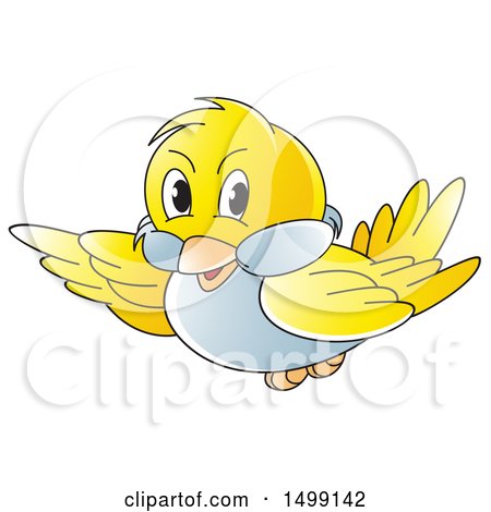 Clipart of a Flying Yellow Bird - Royalty Free Vector Illustration by Lal Perera