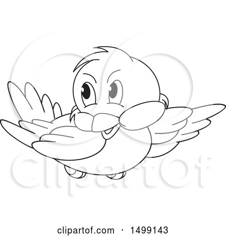 Clipart of a Black and White Flying Bird - Royalty Free Vector Illustration by Lal Perera
