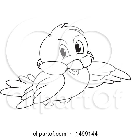 Clipart of a Black and White Flying Bird - Royalty Free Vector Illustration by Lal Perera