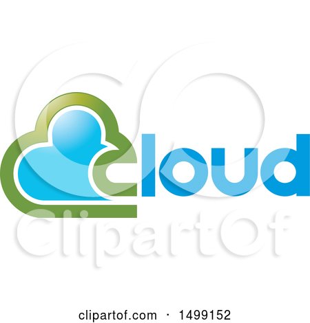 Clipart of a Green and Blue Cloud and Text Design - Royalty Free Vector Illustration by Lal Perera