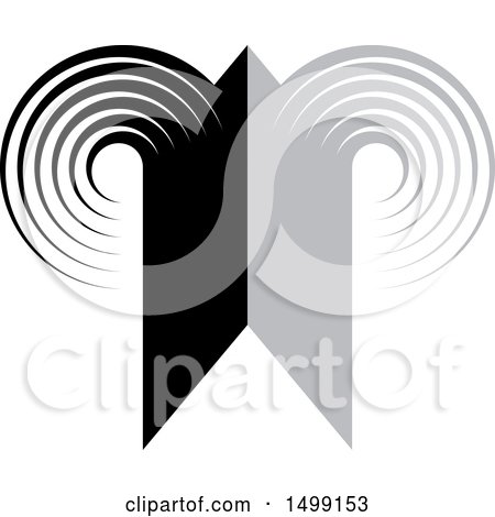 Clipart of a Grayscale Mirrored Letter P Design - Royalty Free Vector Illustration by Lal Perera