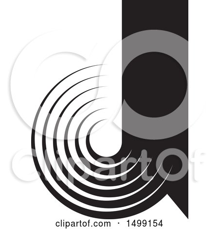 Clipart of a Black and White Letter D Design - Royalty Free Vector Illustration by Lal Perera