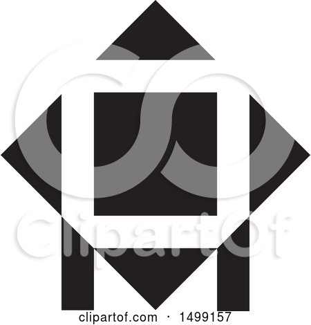 Clipart of a Black and White Abstract Icon with Letter a - Royalty Free Vector Illustration by Lal Perera