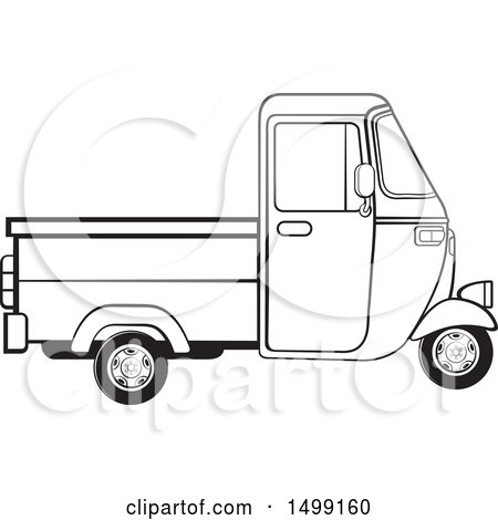 Clipart of a Black and White Three Wheeler Rickshaw Vehicle - Royalty Free Vector Illustration by Lal Perera