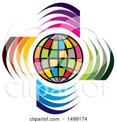 Clipart of a Colorful Globe with Swooshes - Royalty Free Vector Illustration by Lal Perera