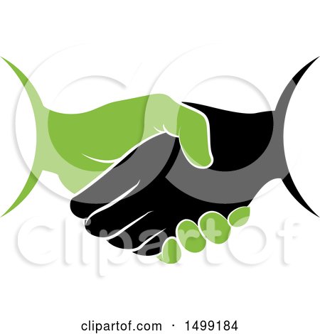 Clipart of a Green and Black Handshake - Royalty Free Vector Illustration by Lal Perera