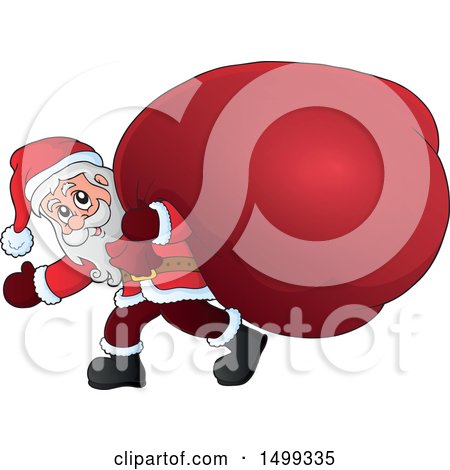 Clipart of Santa Claus Carrying a Giant Sack - Royalty Free Vector Illustration by visekart