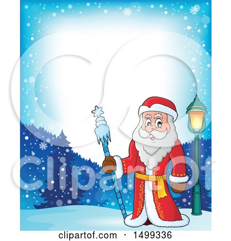 Clipart of Father Frost or Santa Claus in a Border - Royalty Free Vector Illustration by visekart