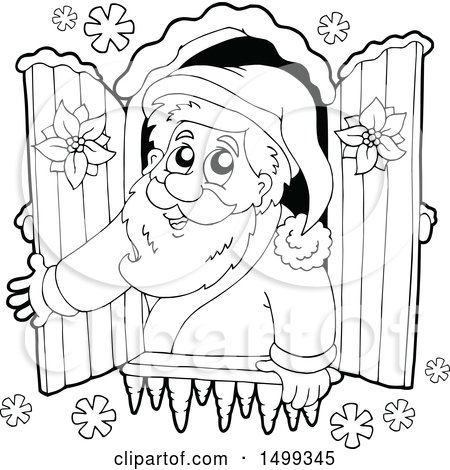 Clipart of Santa Claus in a Window - Royalty Free Vector Illustration by visekart
