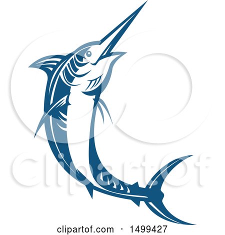 Clipart of a Jumping Blue Marlin Fish - Royalty Free Vector Illustration by patrimonio