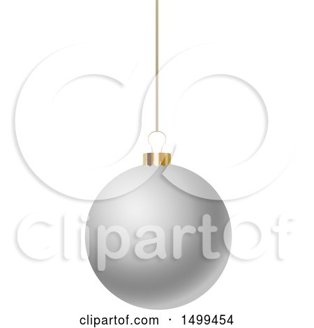 Clipart of a 3d Suspended Gray Christmas Bauble - Royalty Free Vector Illustration by KJ Pargeter