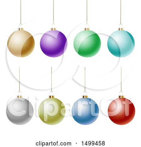 Clipart of 3d Suspended Colorful Christmas Bauble Ornaments - Royalty Free Vector Illustration by KJ Pargeter