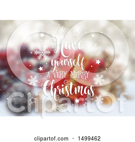 Clipart of a Have Yourself a Very Merry Christmas Design over a Blurred Background - Royalty Free Vector Illustration by KJ Pargeter
