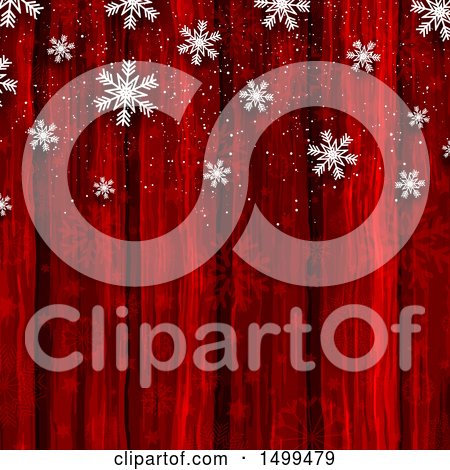 Clipart of a Red Wood and Snowflake Background - Royalty Free Vector Illustration by KJ Pargeter