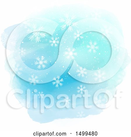 Clipart of a Watercolor and Snowflake Background - Royalty Free Vector Illustration by KJ Pargeter