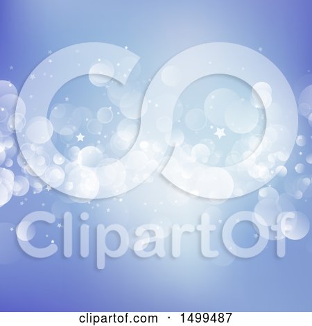 Clipart of a Blue Bokeh Flare and Star Background - Royalty Free Vector Illustration by KJ Pargeter