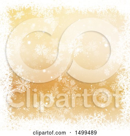 Clipart of a Golden Christmas Snowflake Background - Royalty Free Illustration by KJ Pargeter