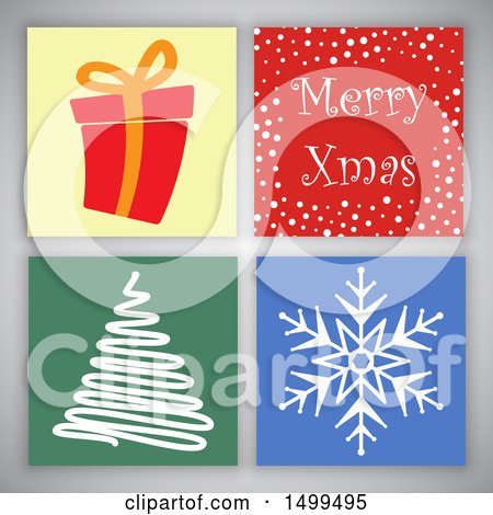 Clipart of a Merry Christmas Design with Tiles on Gray - Royalty Free Vector Illustration by KJ Pargeter