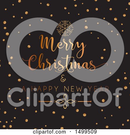Clipart of a Merry Christmas and a Happy New Year Design with Gold on Black - Royalty Free Vector Illustration by KJ Pargeter