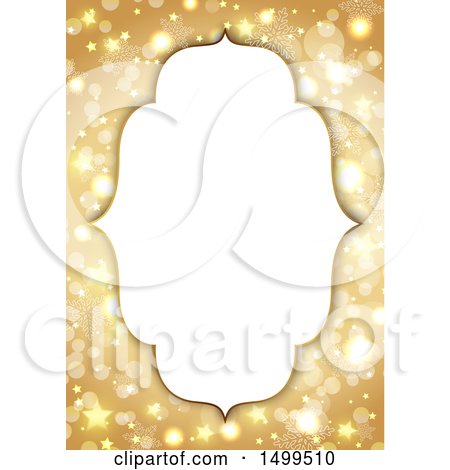 Clipart of a Christmas Border with Golden Flares and Stars - Royalty Free Vector Illustration by KJ Pargeter